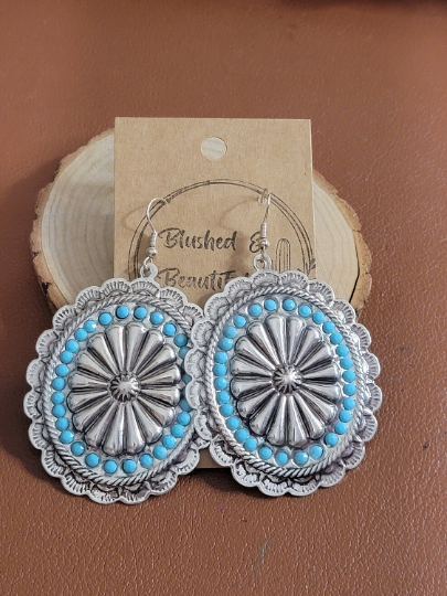 Western Concho Oversized Earrings