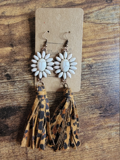 Boho Western Leopard Tassel Earrings