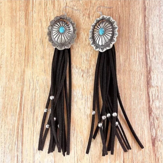 Concho Fringe Tassel Earrings