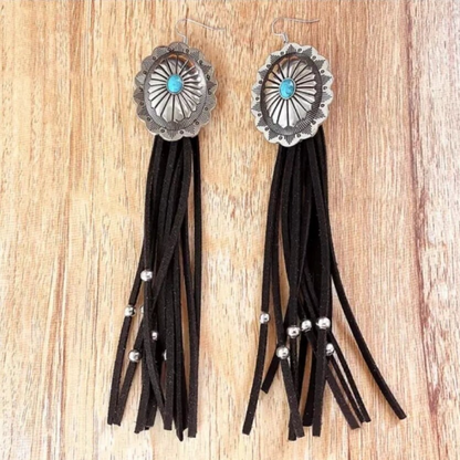 Concho Fringe Tassel Earrings