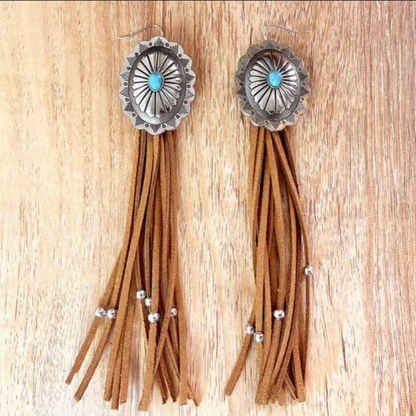 Concho Fringe Tassel Earrings