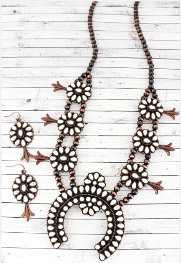 Squash Blossom Naja Howlite Jewelry Set